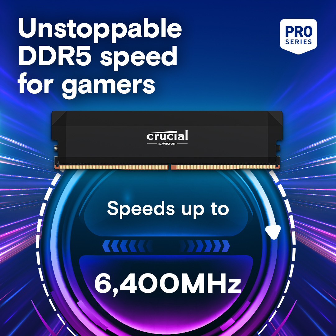 Модуль пам'яті CRUCIAL DDR5 Pro DDR5 6000MHz 64GB Kit 2x32GB (CP2K32G60C40U5B)