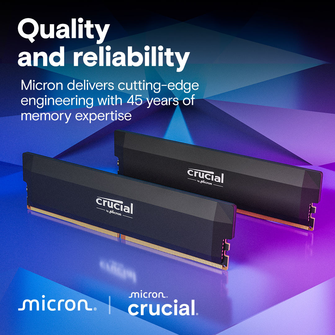 Модуль пам'яті CRUCIAL DDR5 Pro DDR5 6000MHz 64GB Kit 2x32GB (CP2K32G60C40U5B)