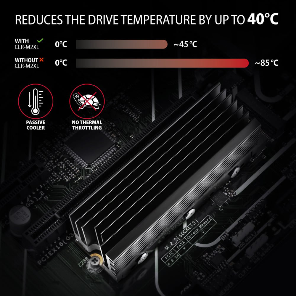 Радіатор для SSD AXAGON CLR-M2XL Aluminium Heatsink for M.2 SSD