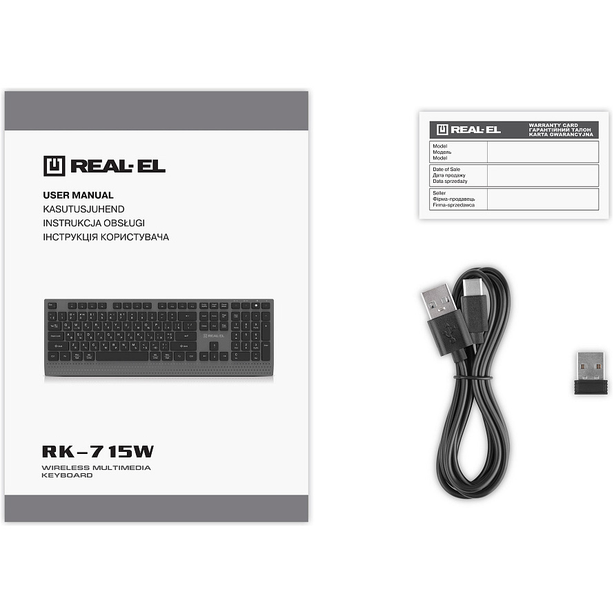 Клавиатура беспроводная REAL-EL RK-715 Wireless Black (EL123100051)