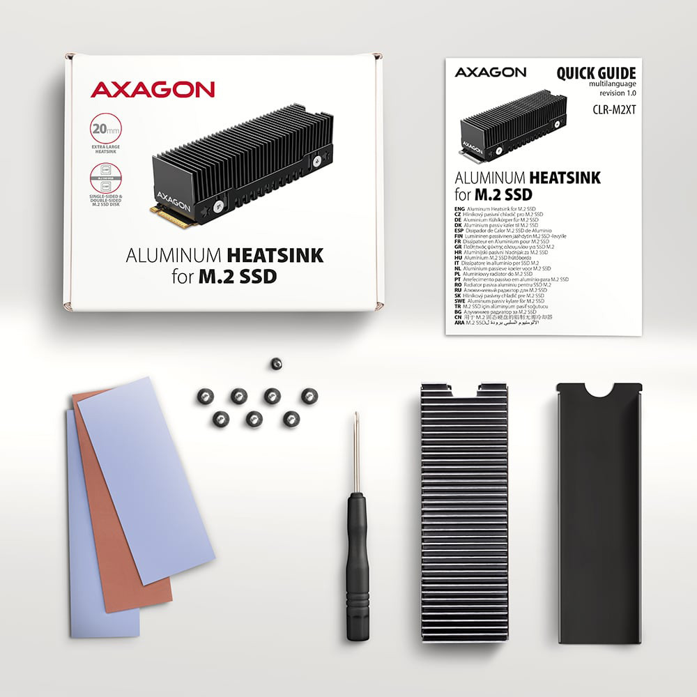 Радіатор для SSD AXAGON CLR-M2XT Aluminium Heatsink for M.2 SSD