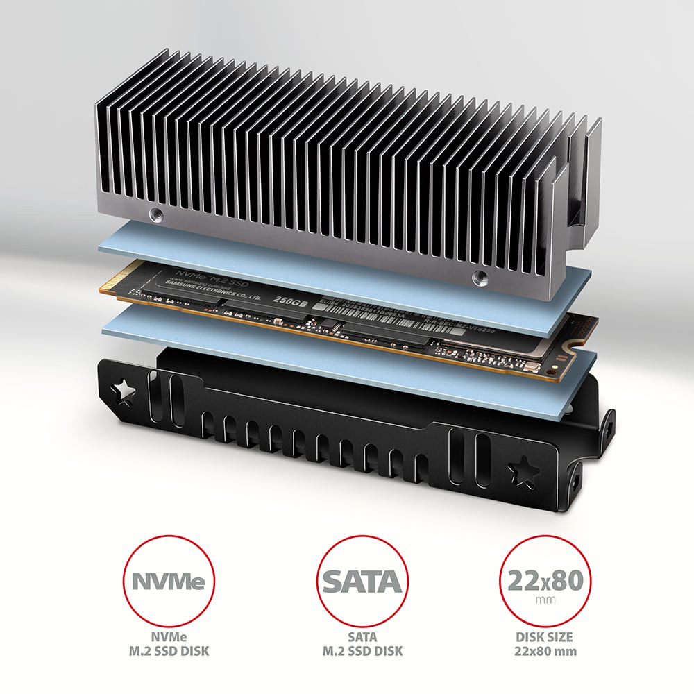 Радіатор для SSD AXAGON CLR-M2XT Aluminium Heatsink for M.2 SSD
