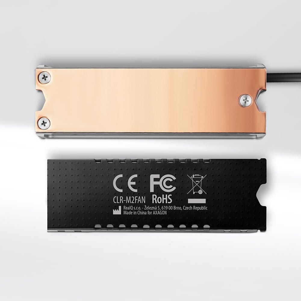 Радіатор для SSD AXAGON CLR-M2FAN Copper Heatsink w/Fan for M.2 SSD