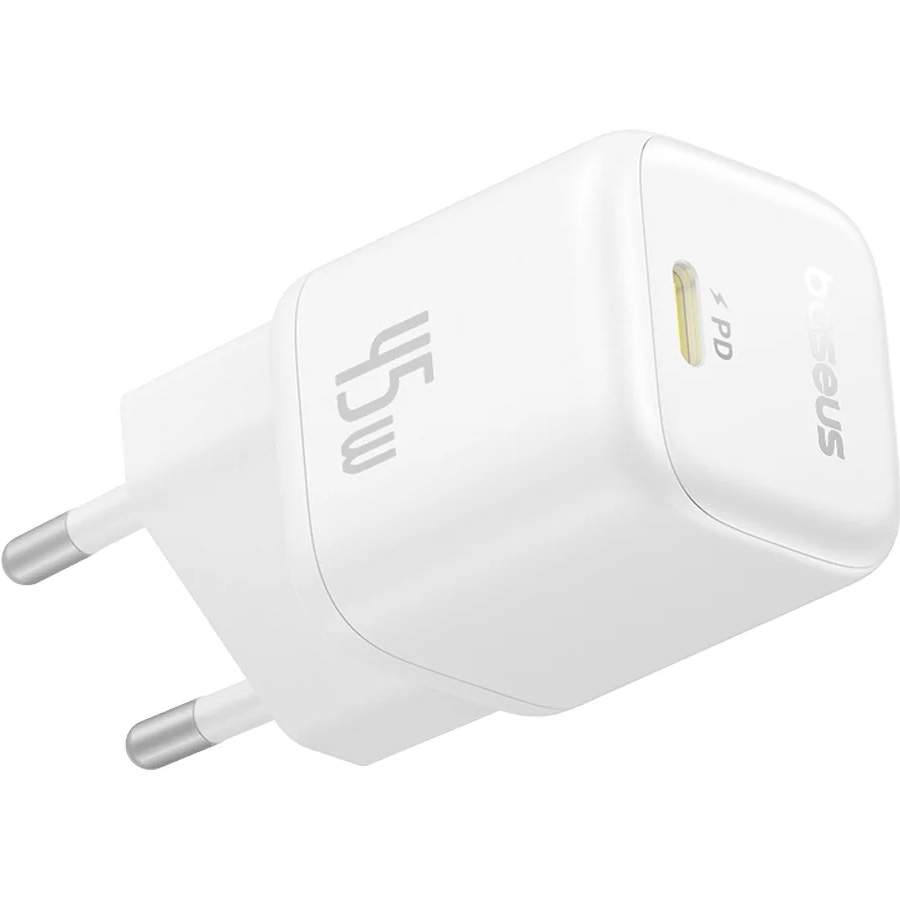 Зарядний пристрій BASEUS PicoGo GaN Fast Charger 1C 45W Moon White (P10176800213-00)
