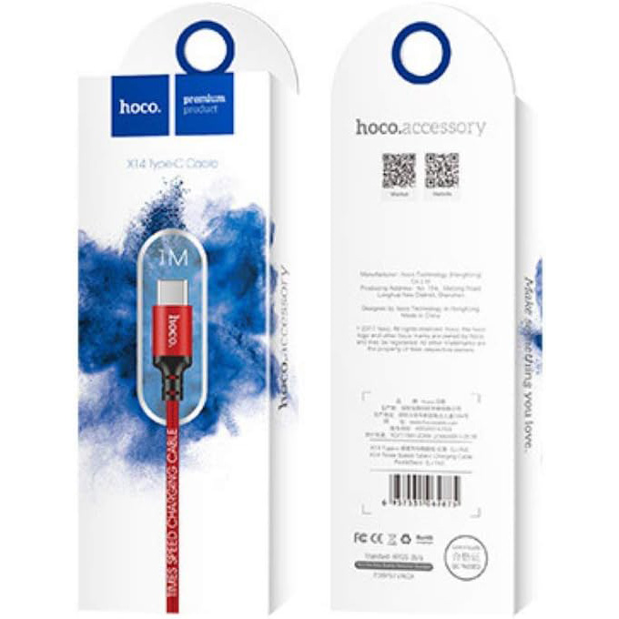 Кабель HOCO X14 Times Speed USB-A to Type-C 1м Red