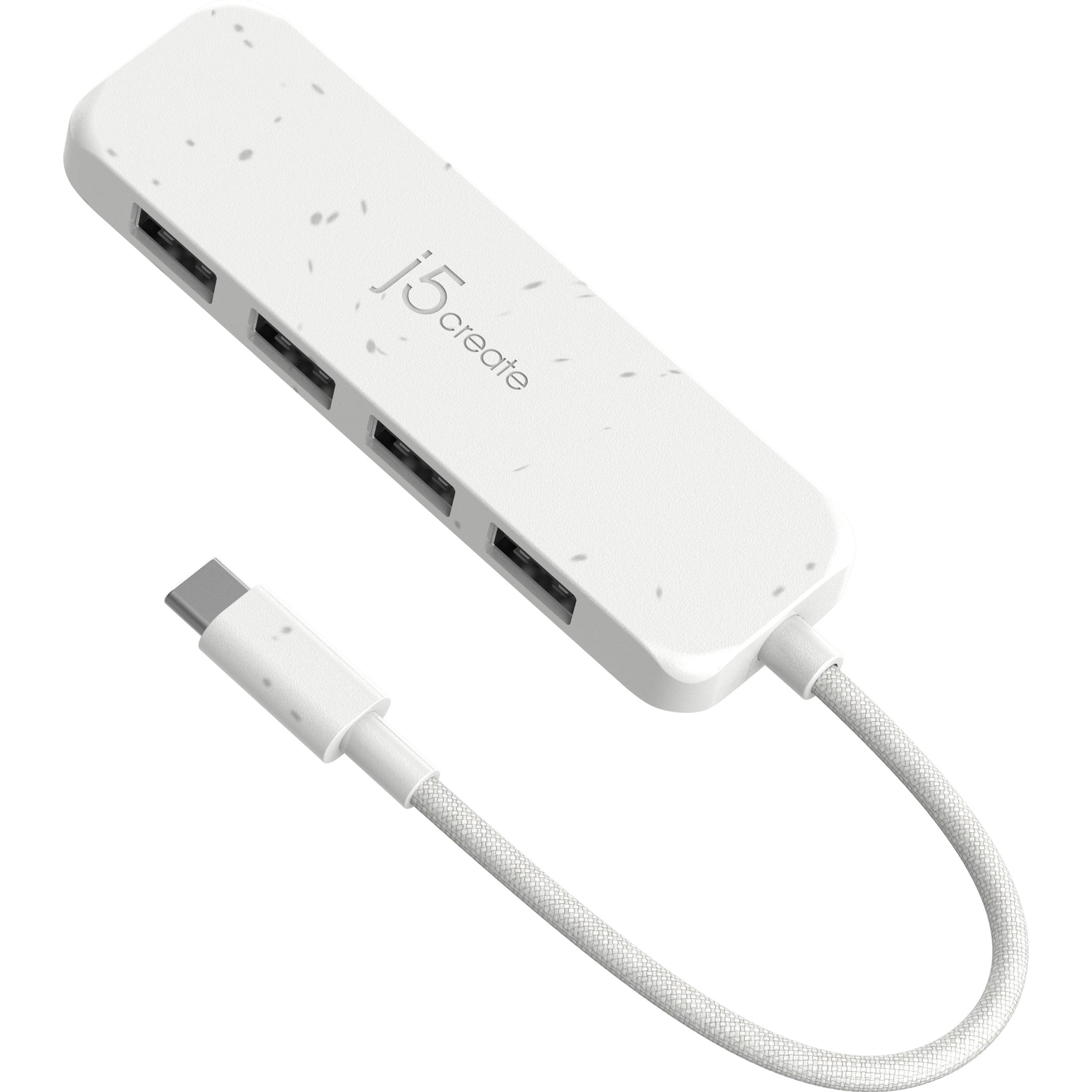 USB-хаб J5CREATE Eco-Friendly USB-C to 4-Port Type-A Gen 2 Hub Pure White (JCH341EW-N)