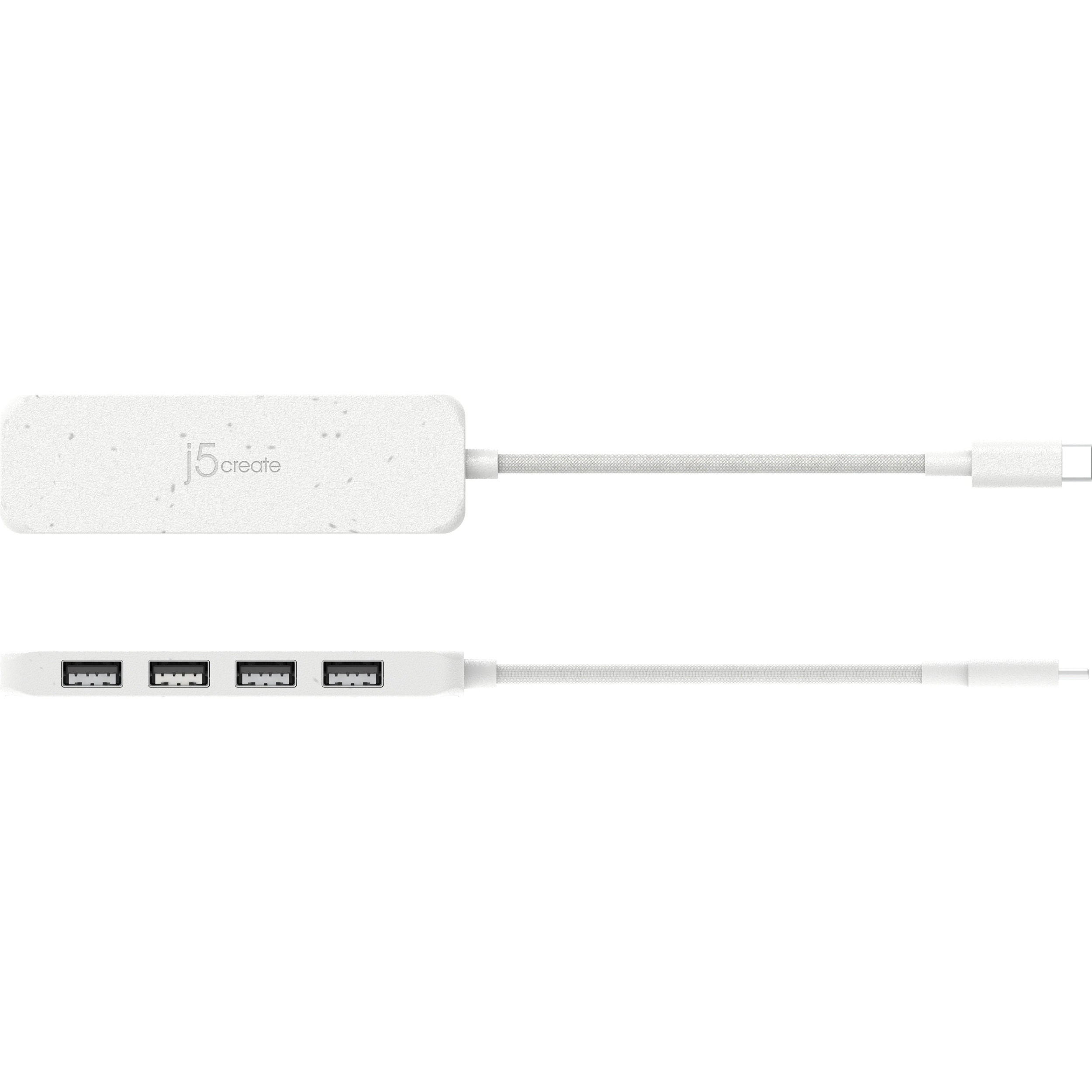 USB-хаб J5CREATE Eco-Friendly USB-C to 4-Port Type-A Gen 2 Hub Pure White (JCH341EW-N)