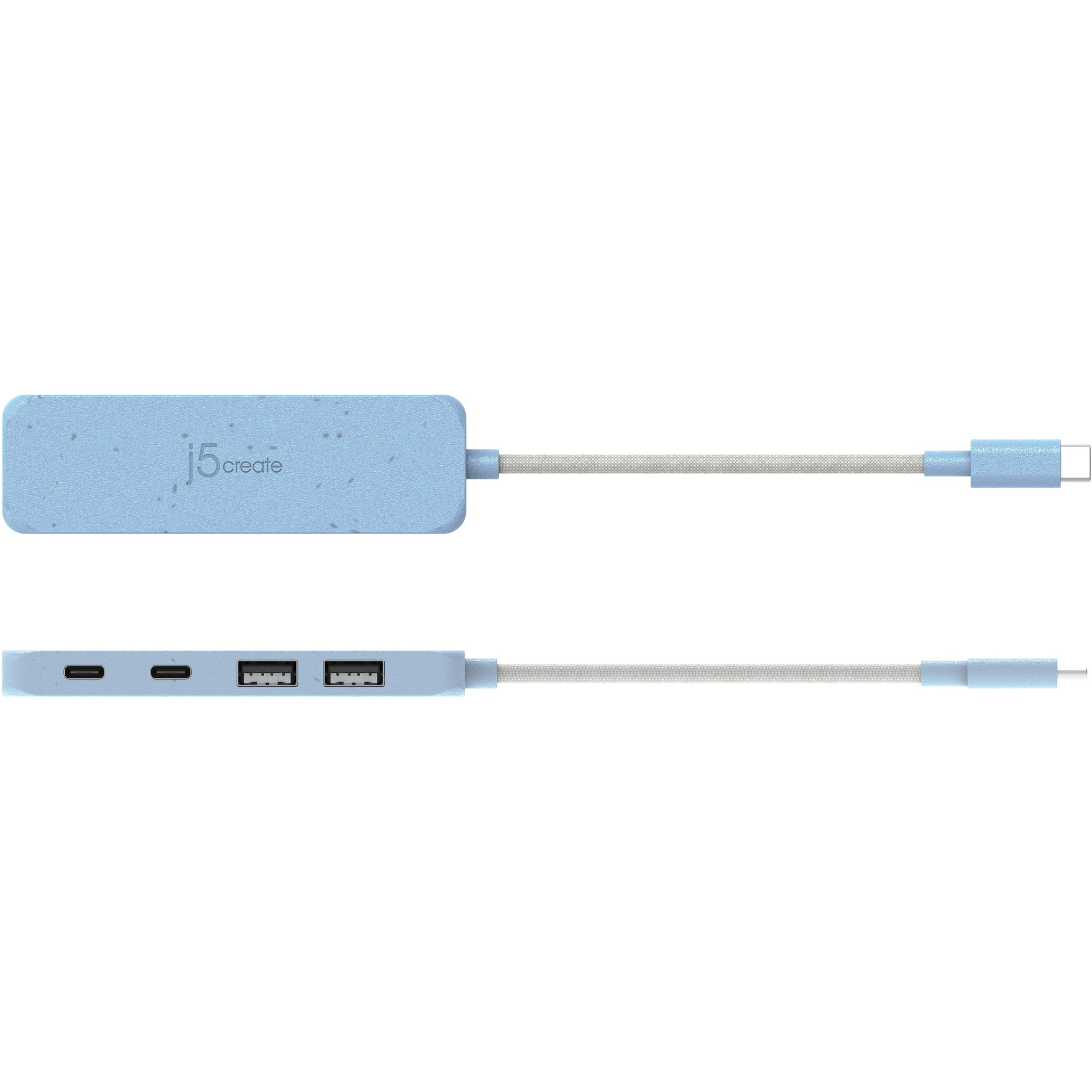 USB-хаб J5CREATE Eco-Friendly USB-C to 4-Port Type-C & Type-A Gen 2 Hub Fresh Cyan (JCH342EC-N)