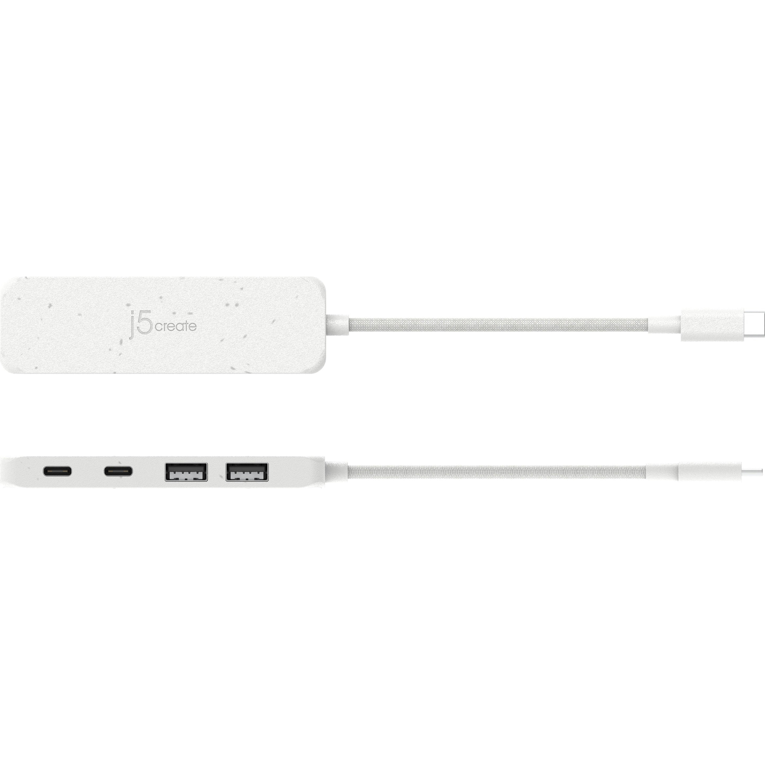 USB-хаб J5CREATE Eco-Friendly USB-C to 4-Port Type-C & Type-A Gen 2 Hub Pure White (JCH342EW-N)