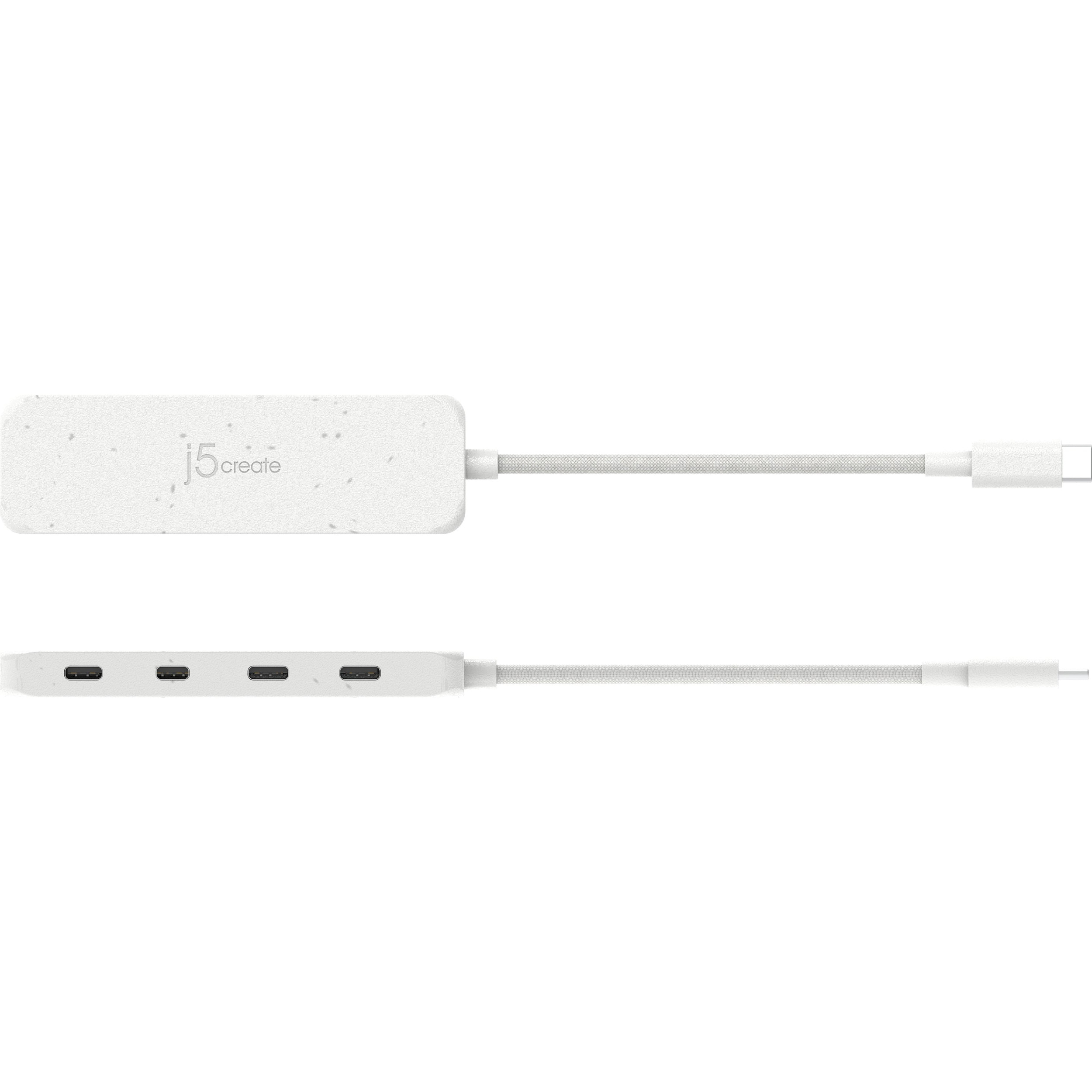 USB-хаб J5CREATE Eco-Friendly USB-C to 4-Port Type-C Gen 2 Hub Nature White (JCH345EW-N)