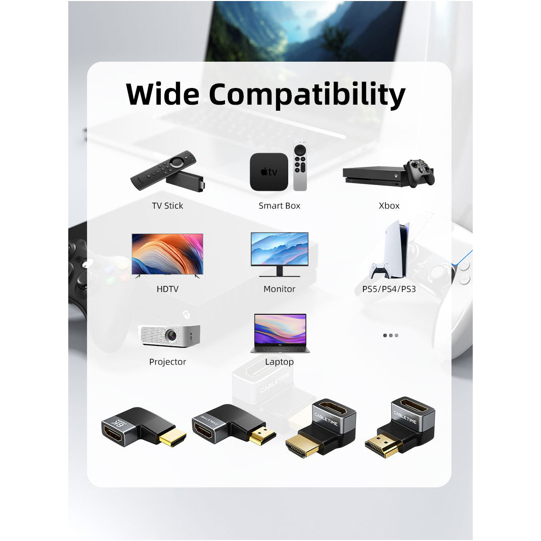 Адаптер CABLETIME 8K 60Hz Male to Female 270 Degree HDMI v2.1 Black/Gray (CP42G)