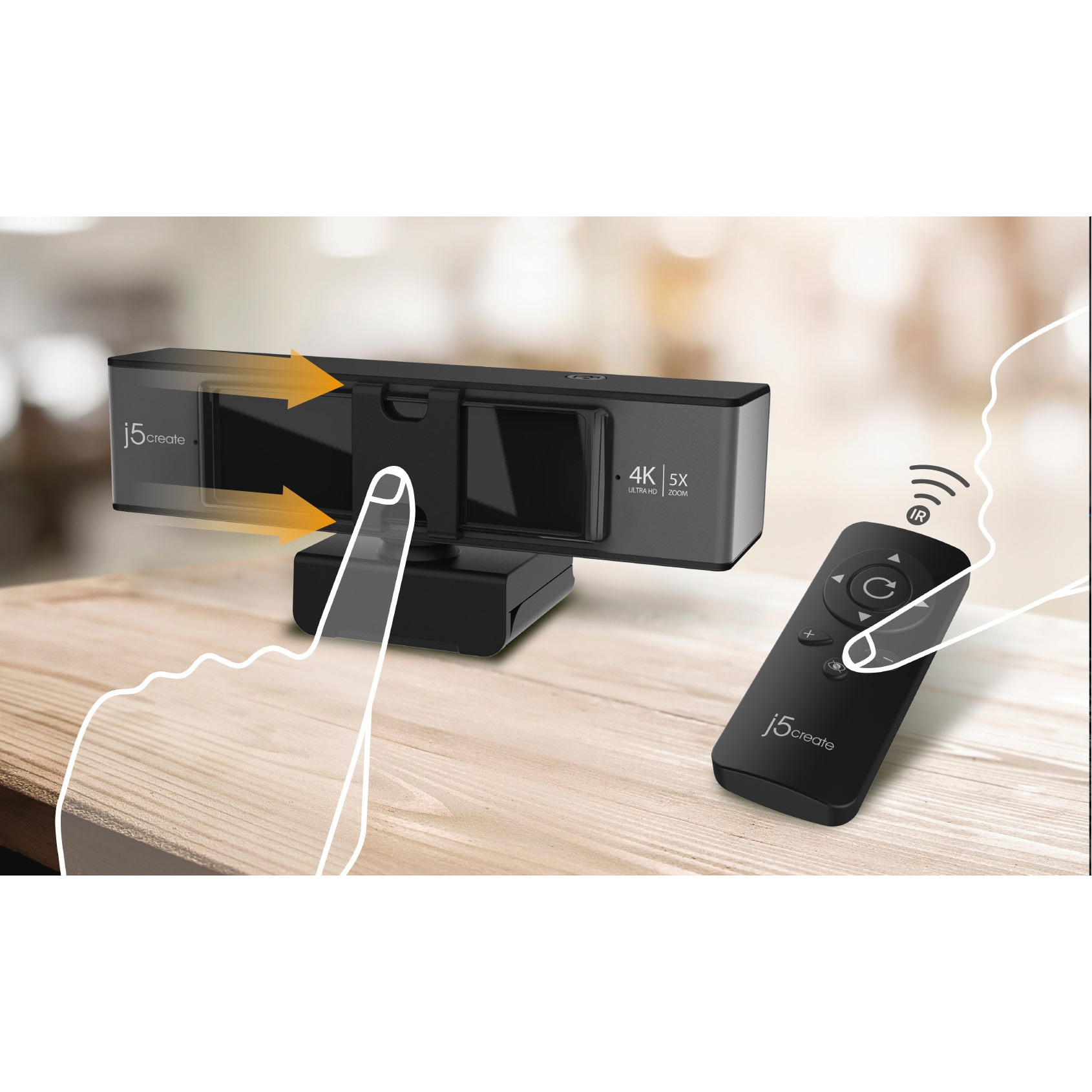 Веб-камера J5CREATE 4K Ultra HD Webcam with 5x Digital Zoom Remote Control (JVCU435-N)