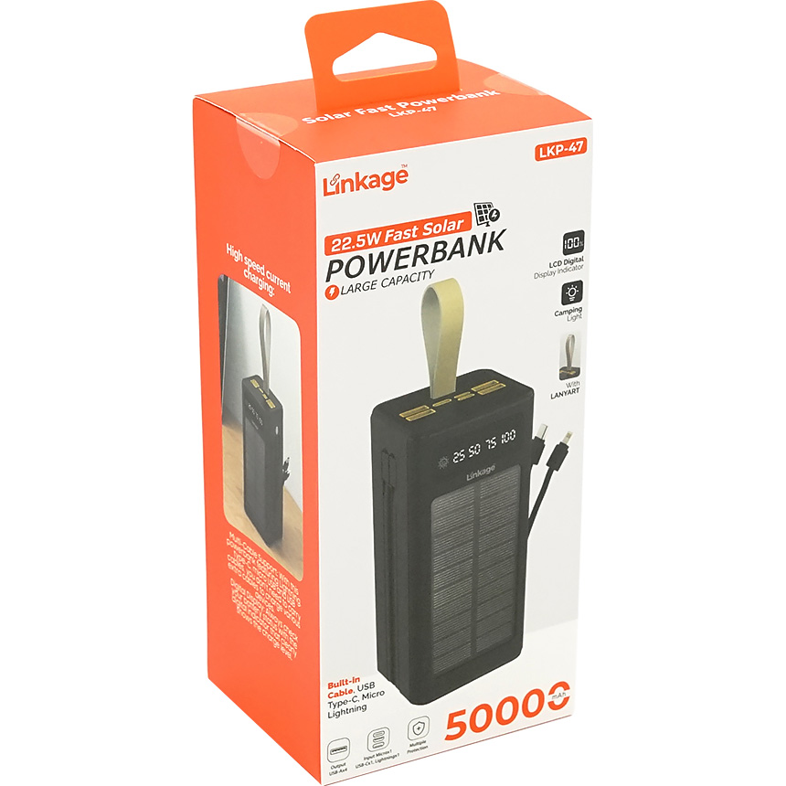 Повербанк з сонячною батареєю LINKAGE LKP-47 22.5W 50000mAh
