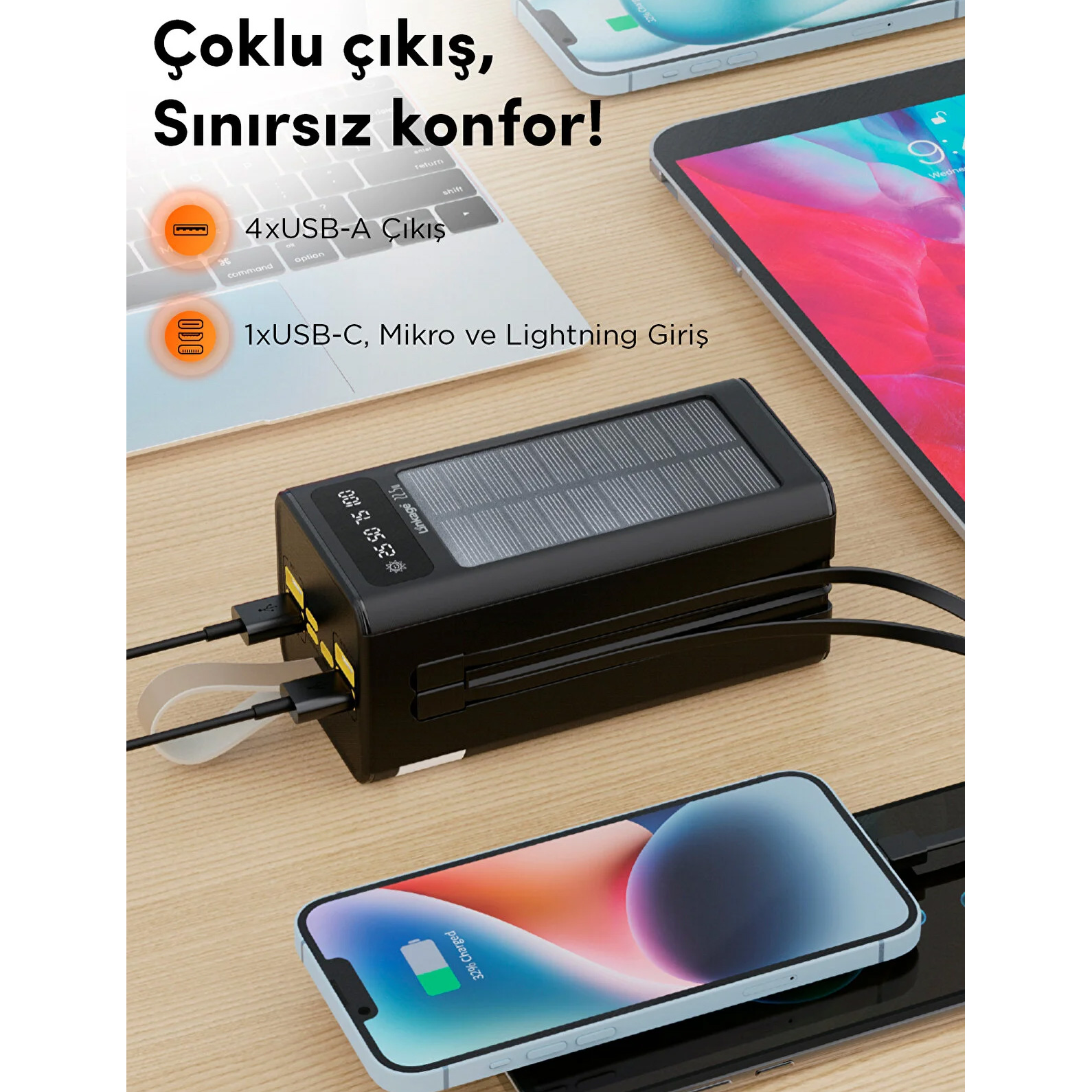 Повербанк з сонячною батареєю LINKAGE LKP-47 22.5W 50000mAh