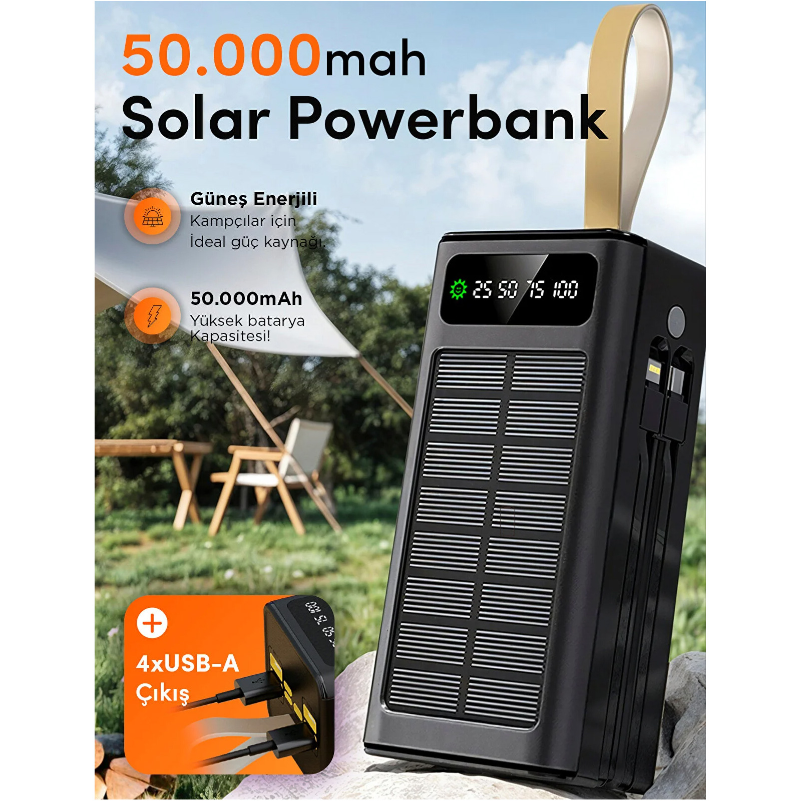Повербанк з сонячною батареєю LINKAGE LKP-47 22.5W 50000mAh