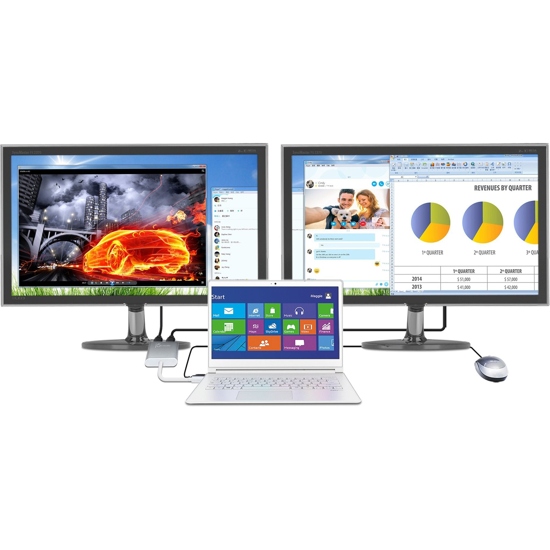 Адаптер J5CREATE USB - 2xHDMI Silver (JUA365-N)