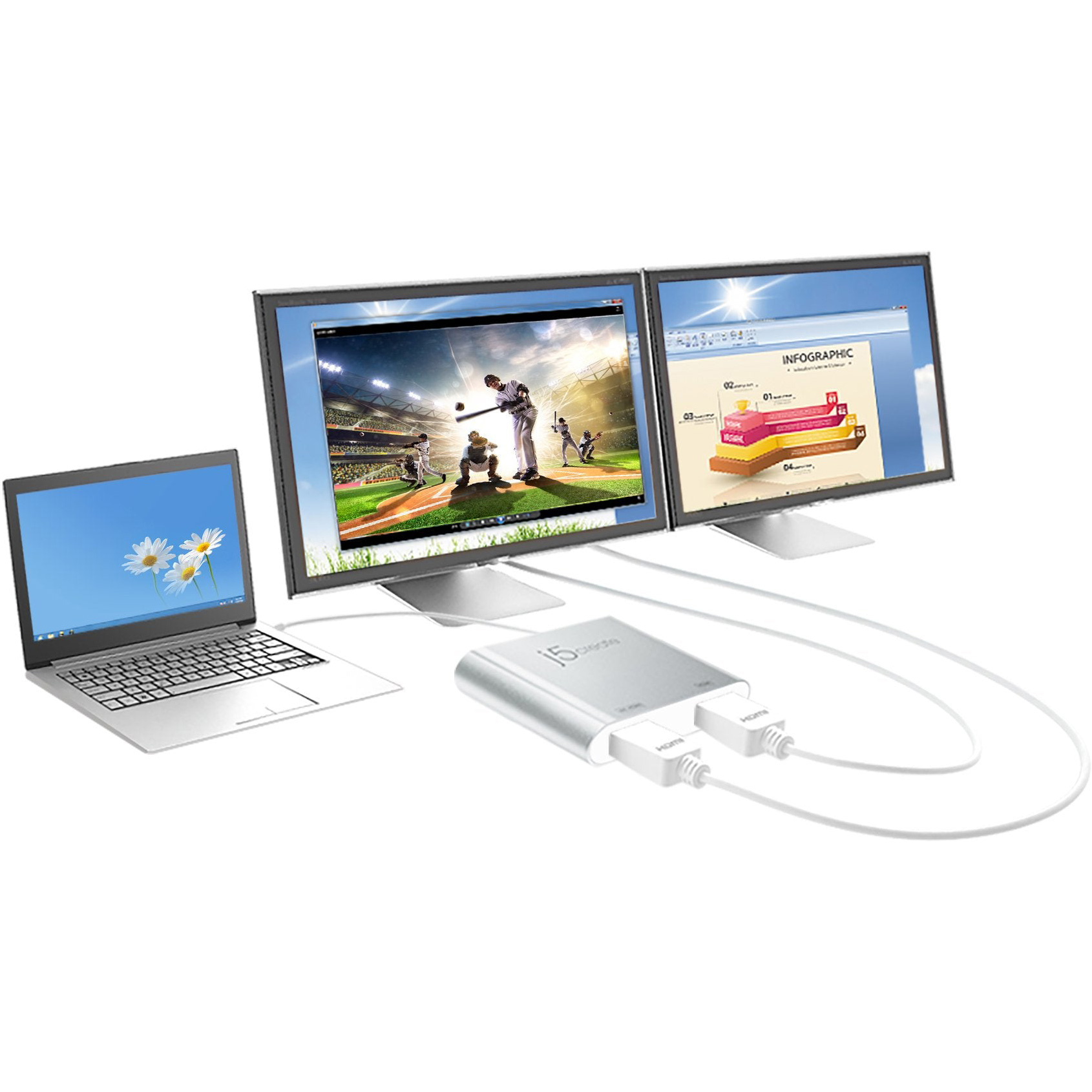 Адаптер J5CREATE USB - 2xHDMI Silver (JUA365-N)