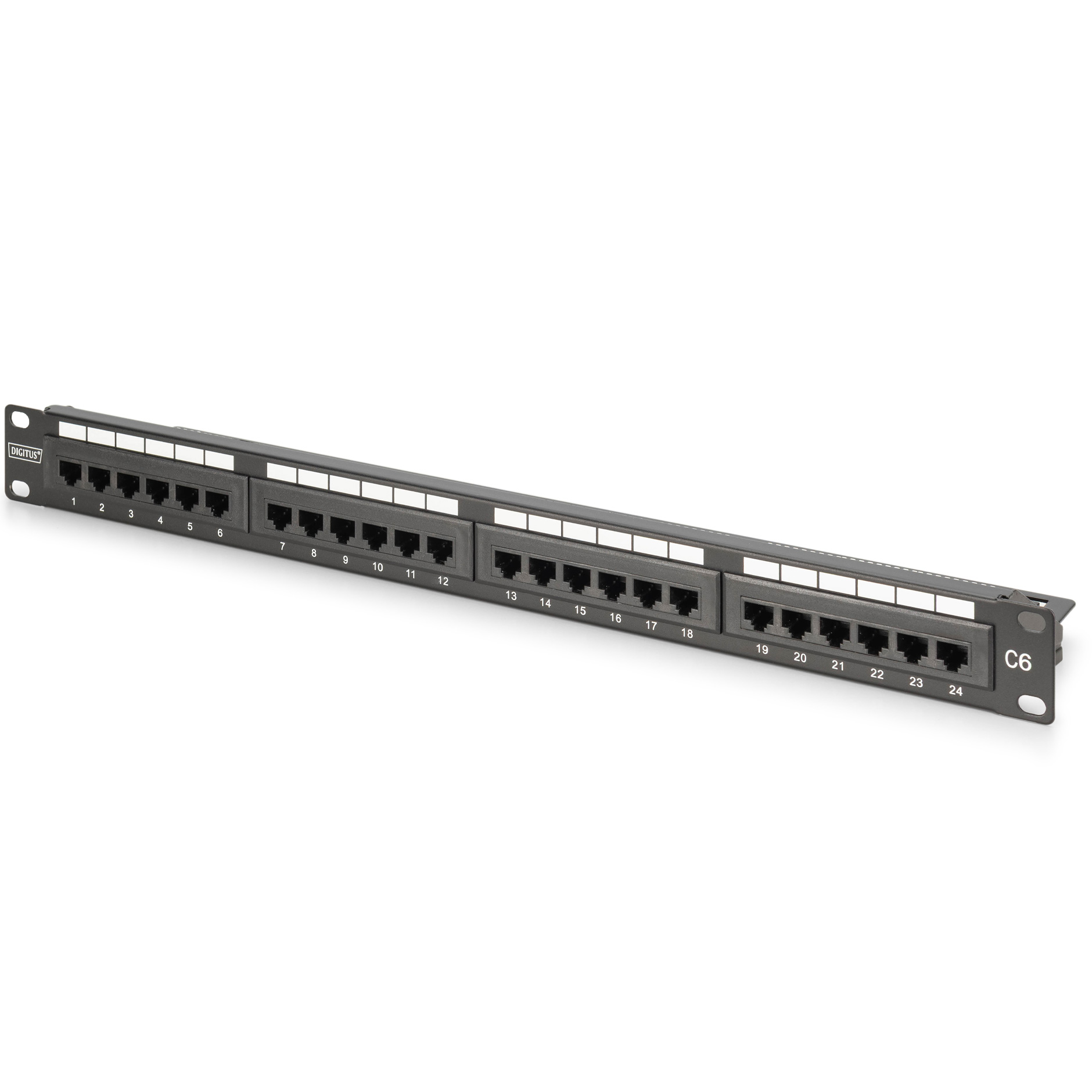 Патч-панель DIGITUS 1U 19" 24-port UTP Cat.6 у зборі (DN-91624U-CR)