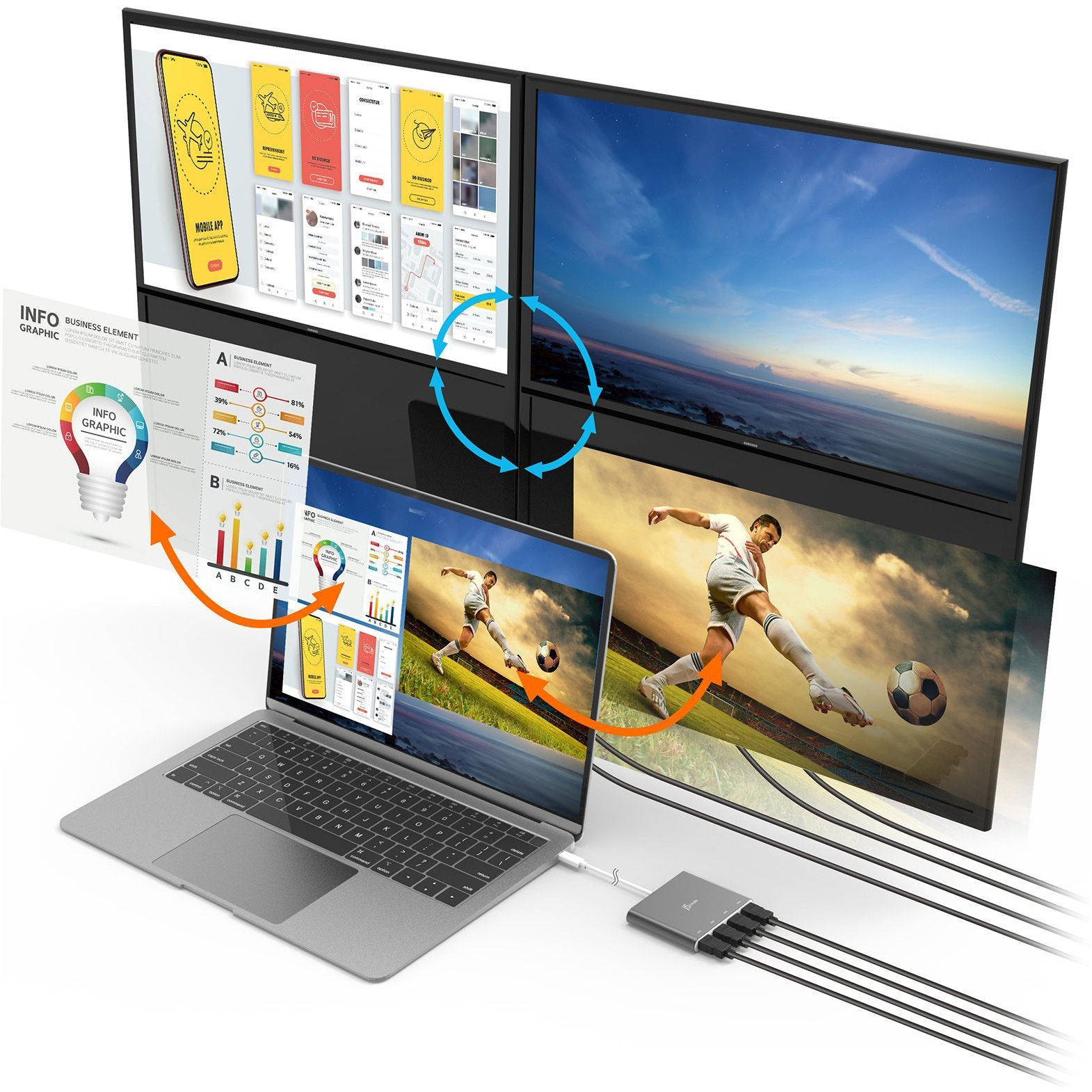 Адаптер J5CREATE USB-C - 4xHDMI Silver (JCA366-N)