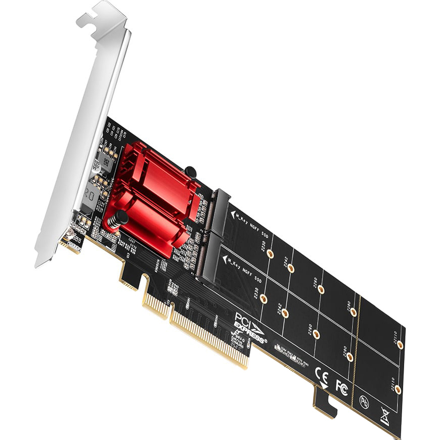 Адаптер AXAGON PCEM2-ND PCIe to 2xNVMe M.2