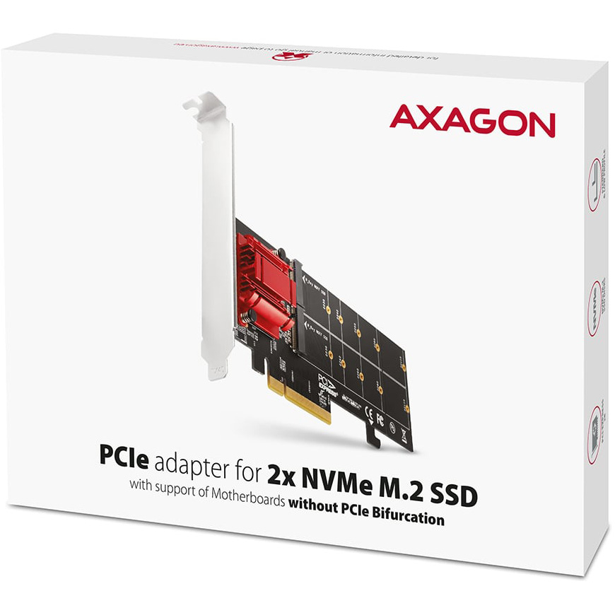 Адаптер AXAGON PCEM2-ND PCIe to 2xNVMe M.2