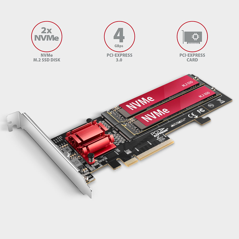 Адаптер AXAGON PCEM2-ND PCIe to 2xNVMe M.2