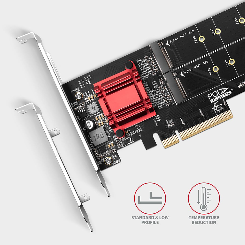 Адаптер AXAGON PCEM2-ND PCIe to 2xNVMe M.2