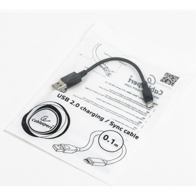 Кабель CABLEXPERT USB2.0 AM to Apple Lightning 0.1м Black (CC-USB2-AMLM-0.1M)