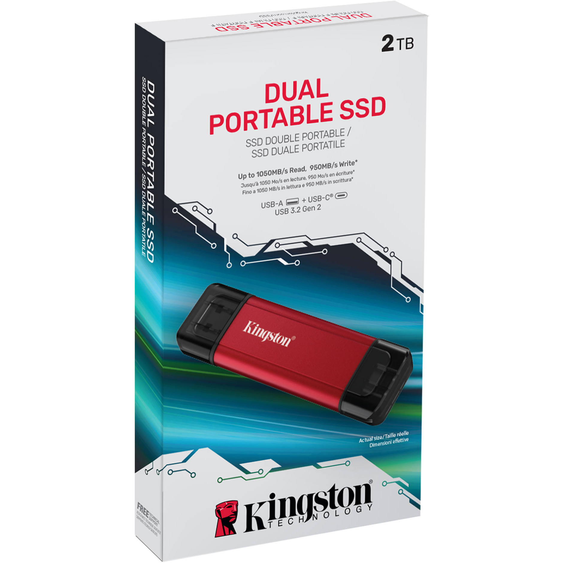 Портативний SSD диск KINGSTON Dual Portable SSD 2TB USB3.2 Gen2 (SPSD/2TB)