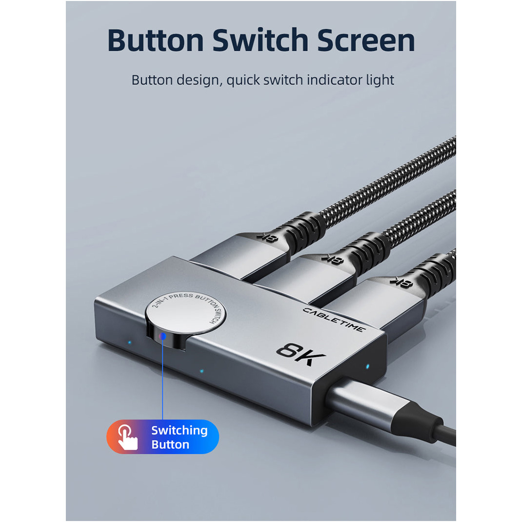 HDMI свитч 2 to 1 CABLETIME 8K 60Hz HDMI 2.1 Switch (CP34G)