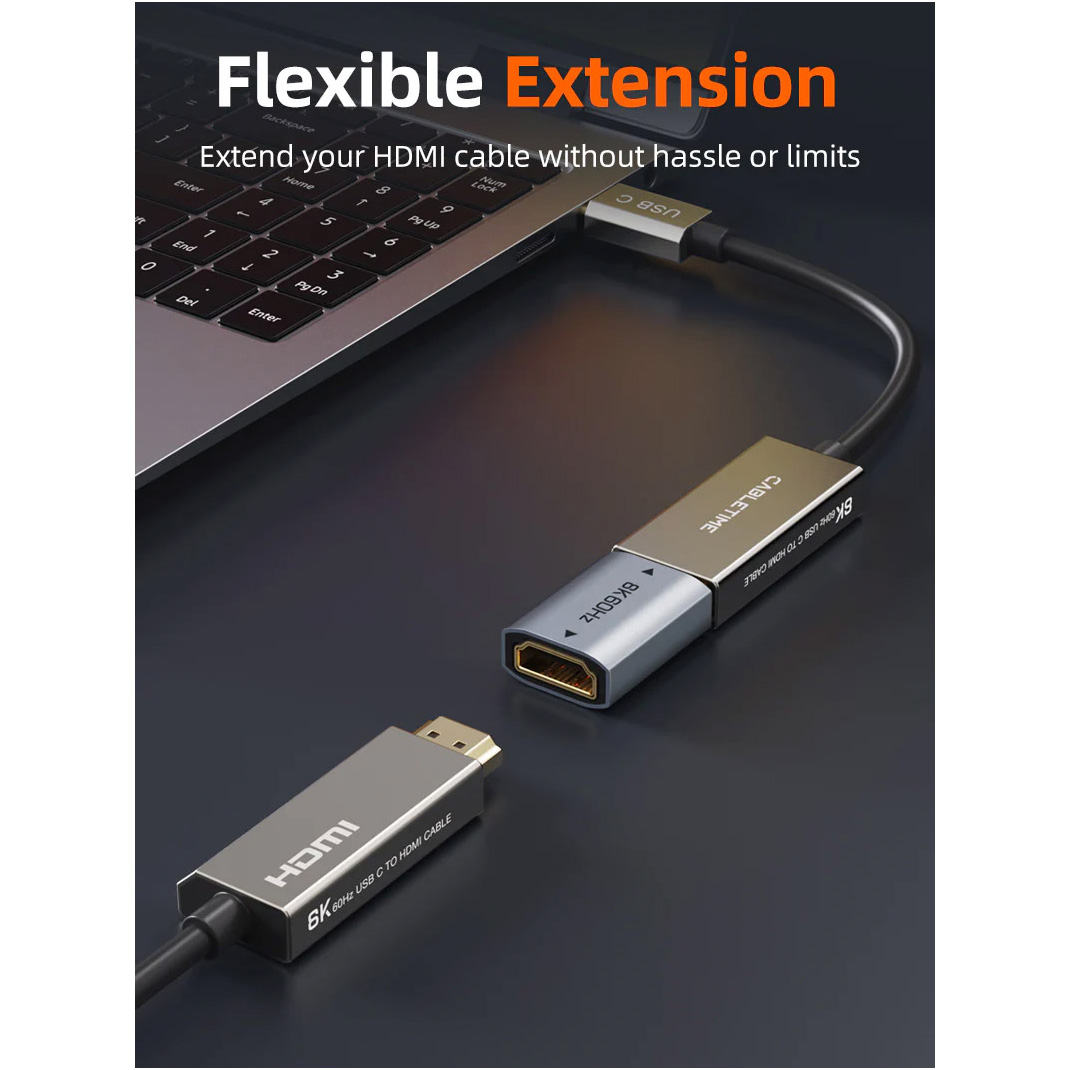 Соединитель CABLETIME HDMI-HDMI HDMI v2.1 Gray (CP46U)
