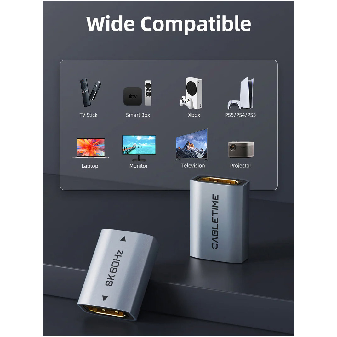 Соединитель CABLETIME HDMI-HDMI HDMI v2.1 Gray (CP46U)