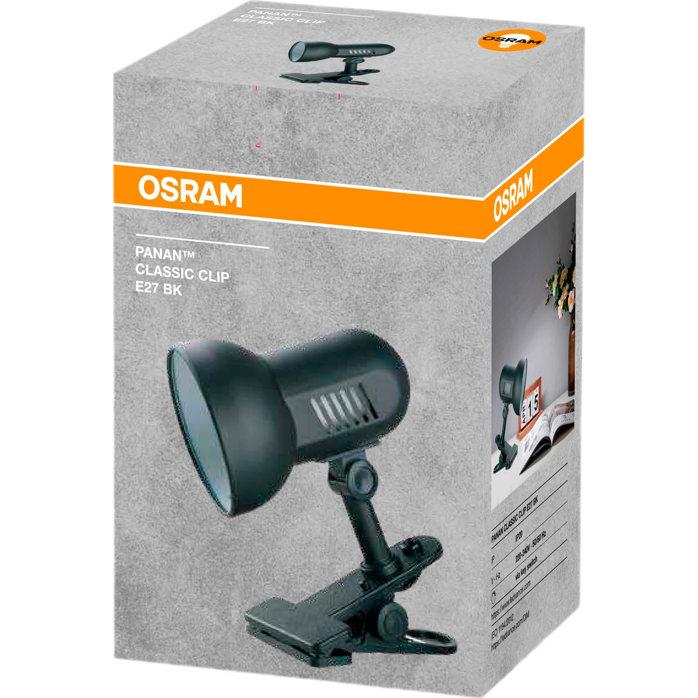 Лампа настільна на прищіпці OSRAM Panan Classic Clip E27 Black