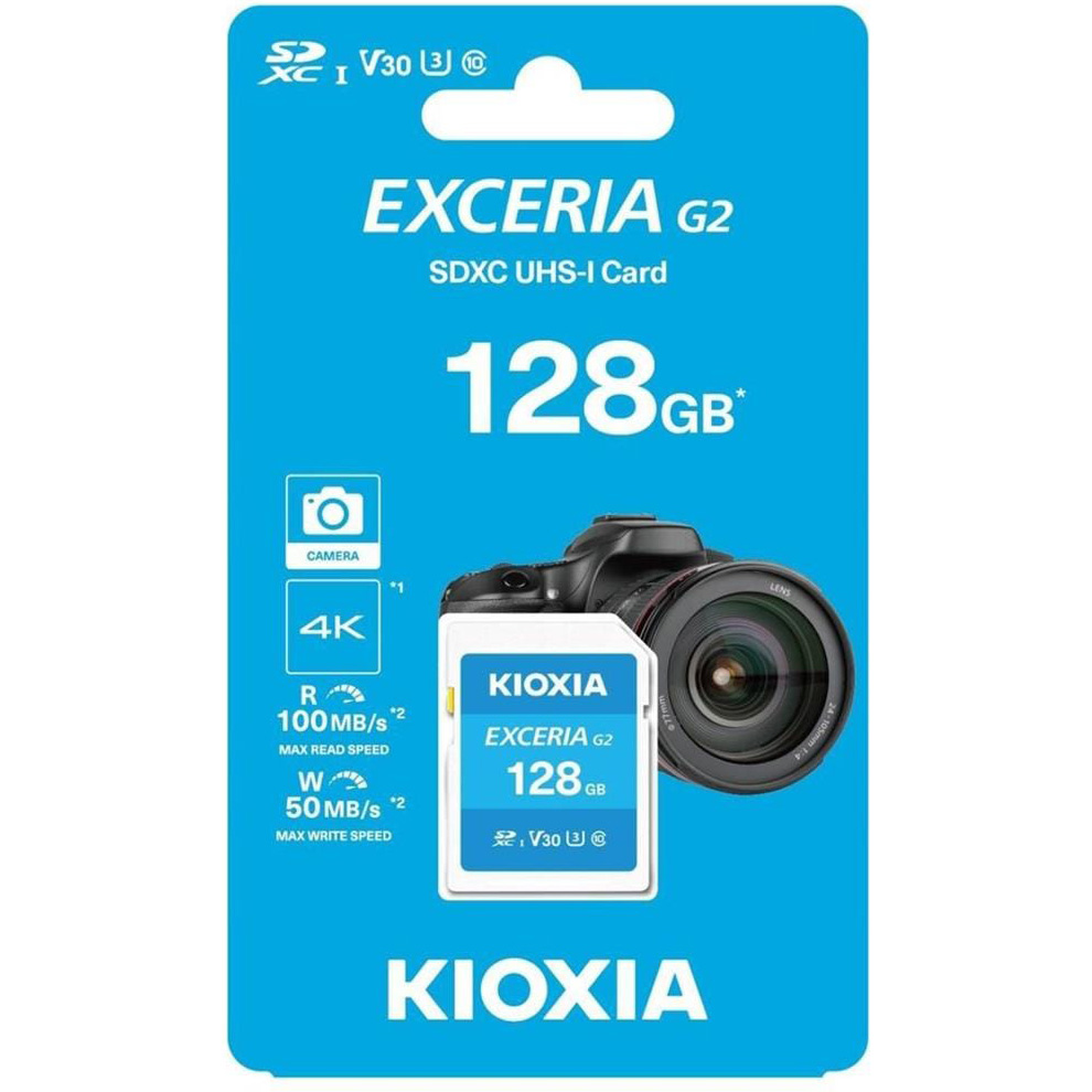Карта пам'яті KIOXIA (Toshiba) SDXC Exceria G2 128GB UHS-I U3 V30 Class 10 (LNEX2L128GG4)