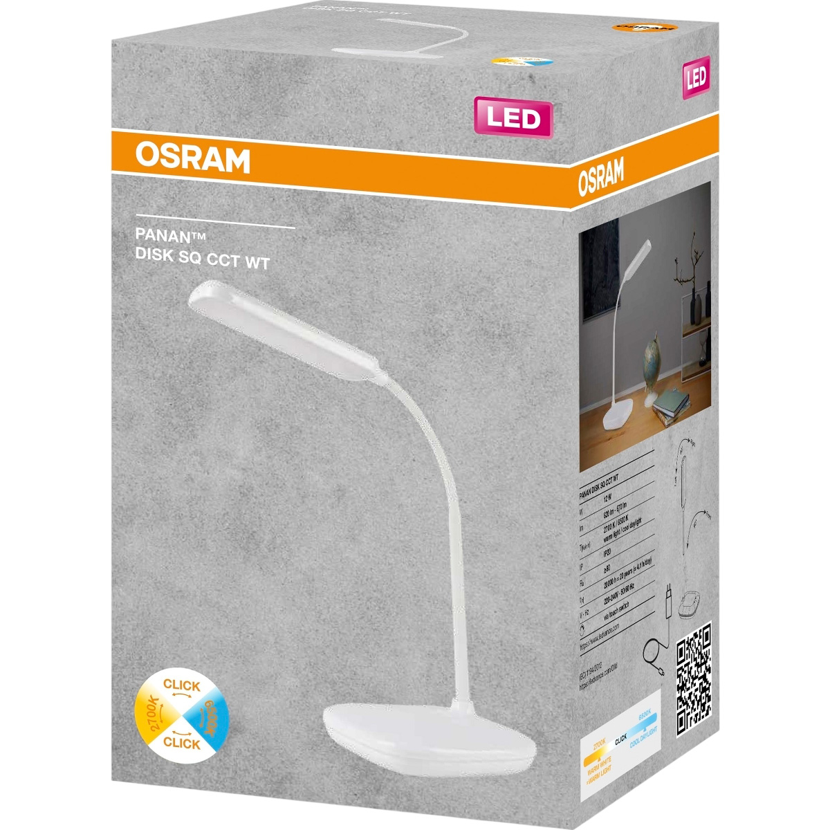 Лампа настільна OSRAM Panan Disk SQ White