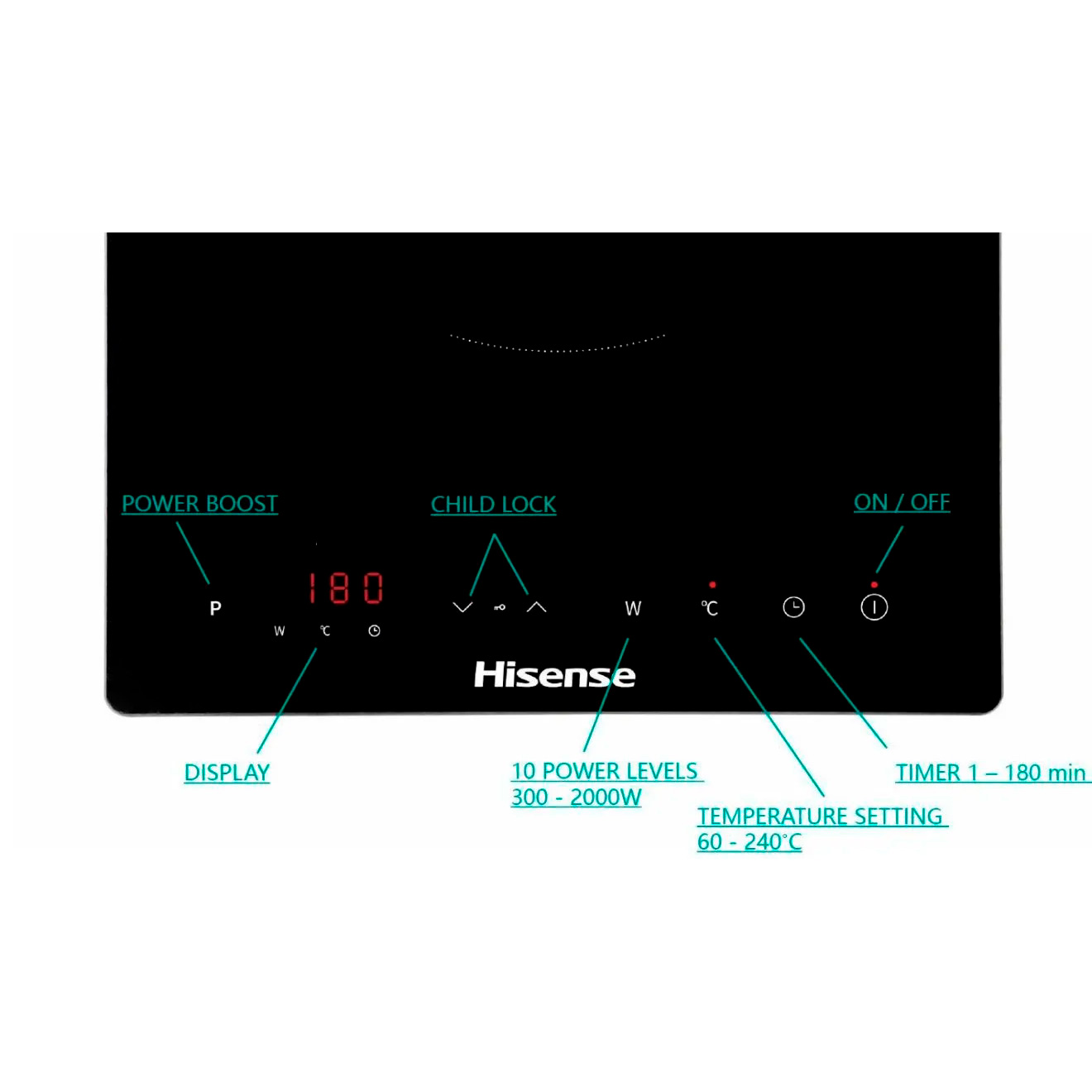 Настольная индукционная плита HISENSE HIC2000Y Black