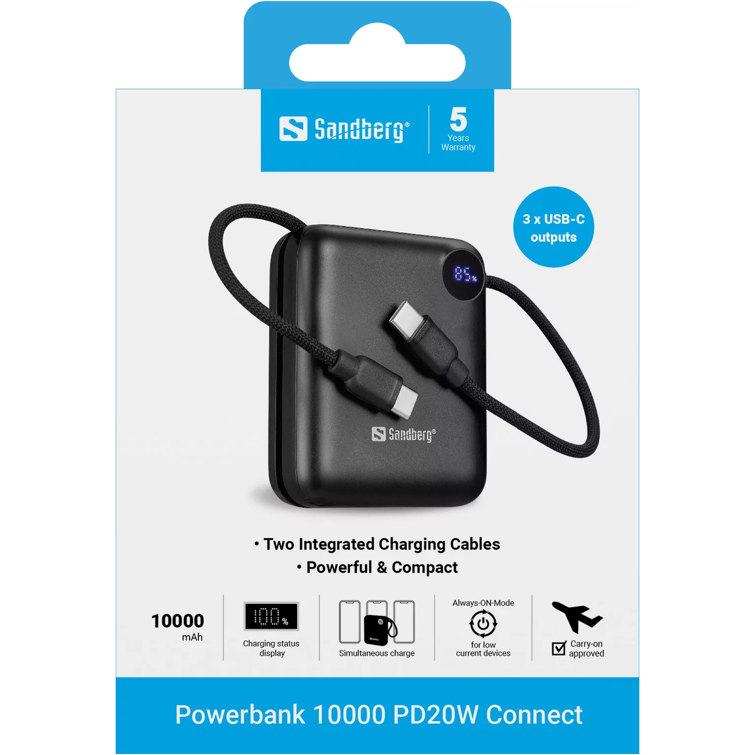 Повербанк SANDBERG 10000 PD20W Connect 10000mAh (421-26)