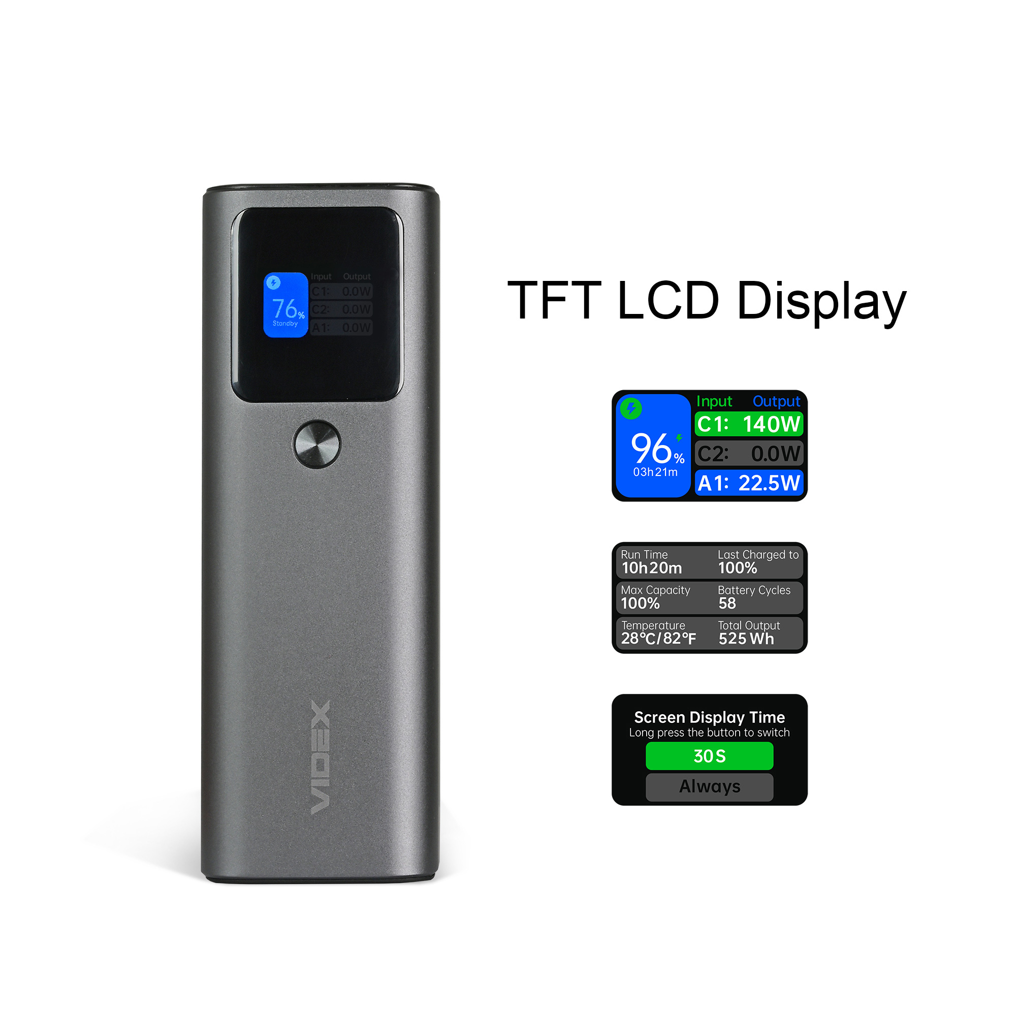 Повербанк VIDEX VPB-316 PD140W 162W 30000mAh Gray