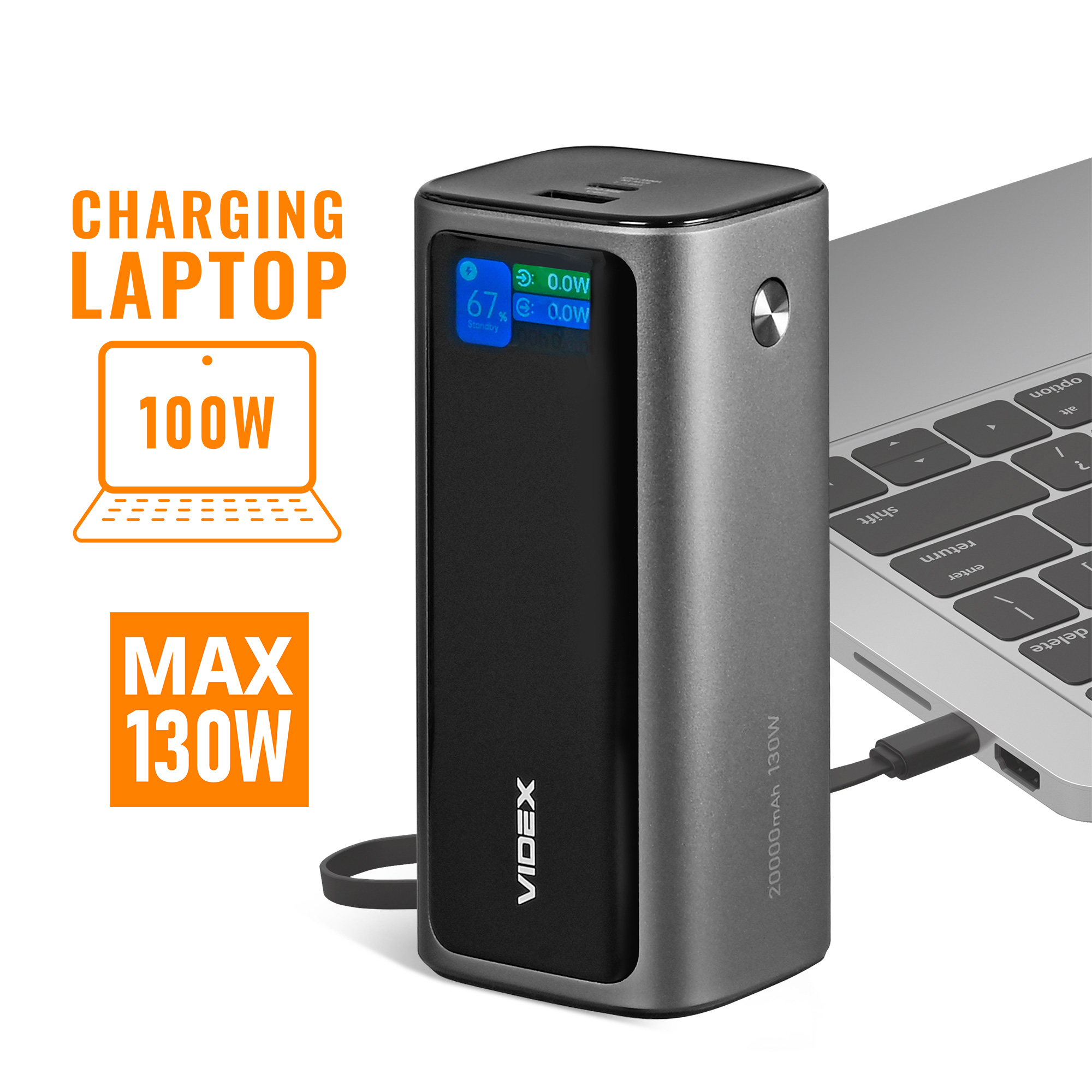Повербанк VIDEX VPB-350 PD100W 130W 20000mAh Gray