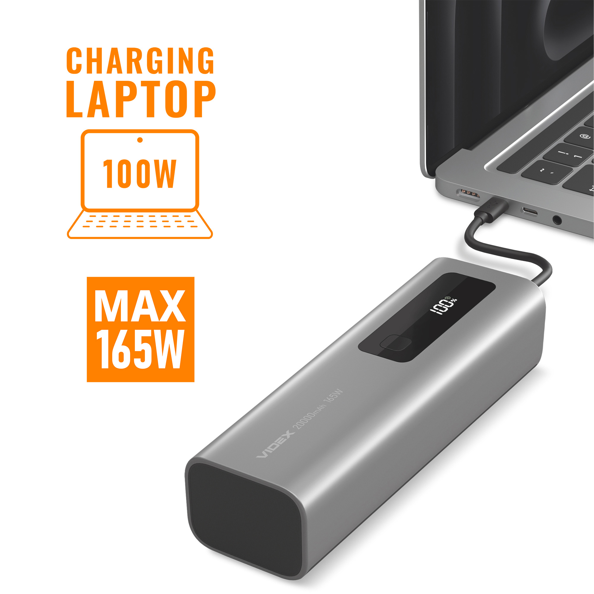 Повербанк VIDEX VPB-366 PD100W 165W 20000mAh Gray