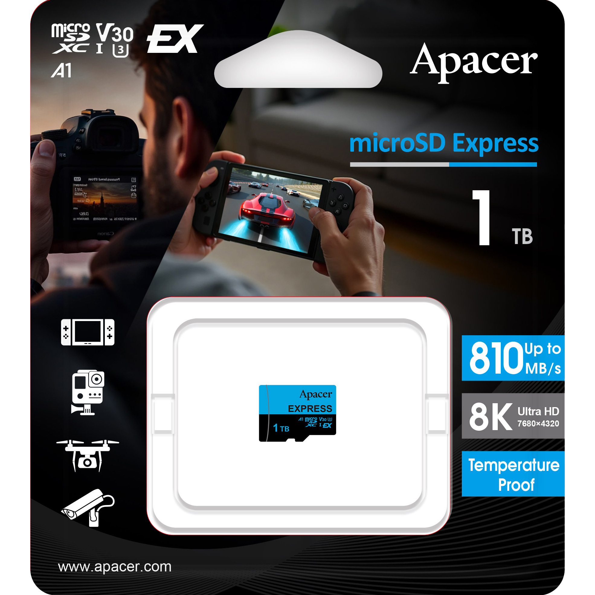 Карта пам'яті APACER microSDXC Express 512GB UHS-I U3 V30 A1 Class 10 (AP512GMCEXG3X17-RA)