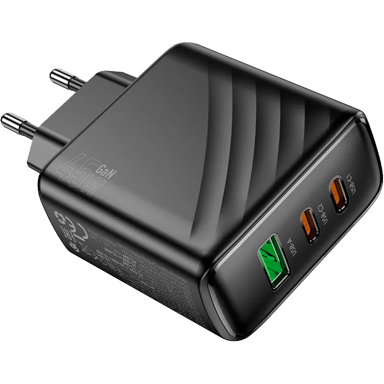 Зарядное устройство HOCO CS26A 1xUSB-A, 2xUSB-C PD, QC3.0 Black (6942007639811)