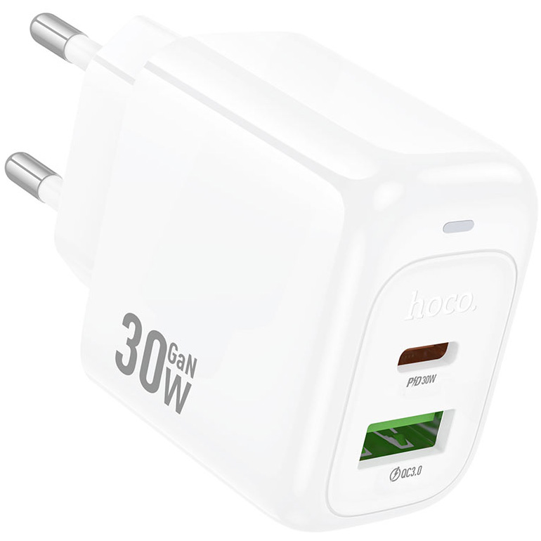Зарядний пристрій HOCO CS55A Surplus 1xUSB-A, 1xUSB-C, PD30W, QC3.0 White (6942007631549)