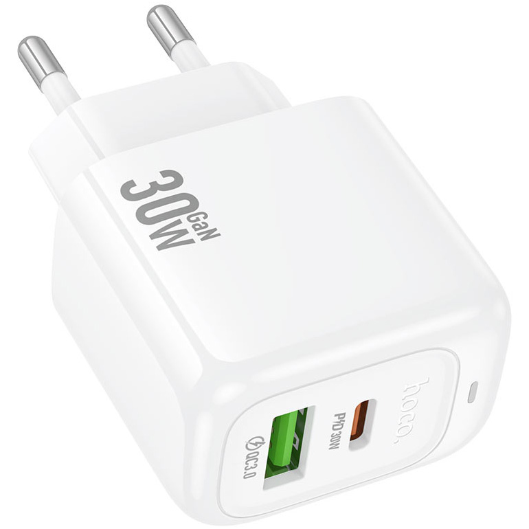Зарядний пристрій HOCO CS55A Surplus 1xUSB-A, 1xUSB-C, PD30W, QC3.0 White (6942007631549)