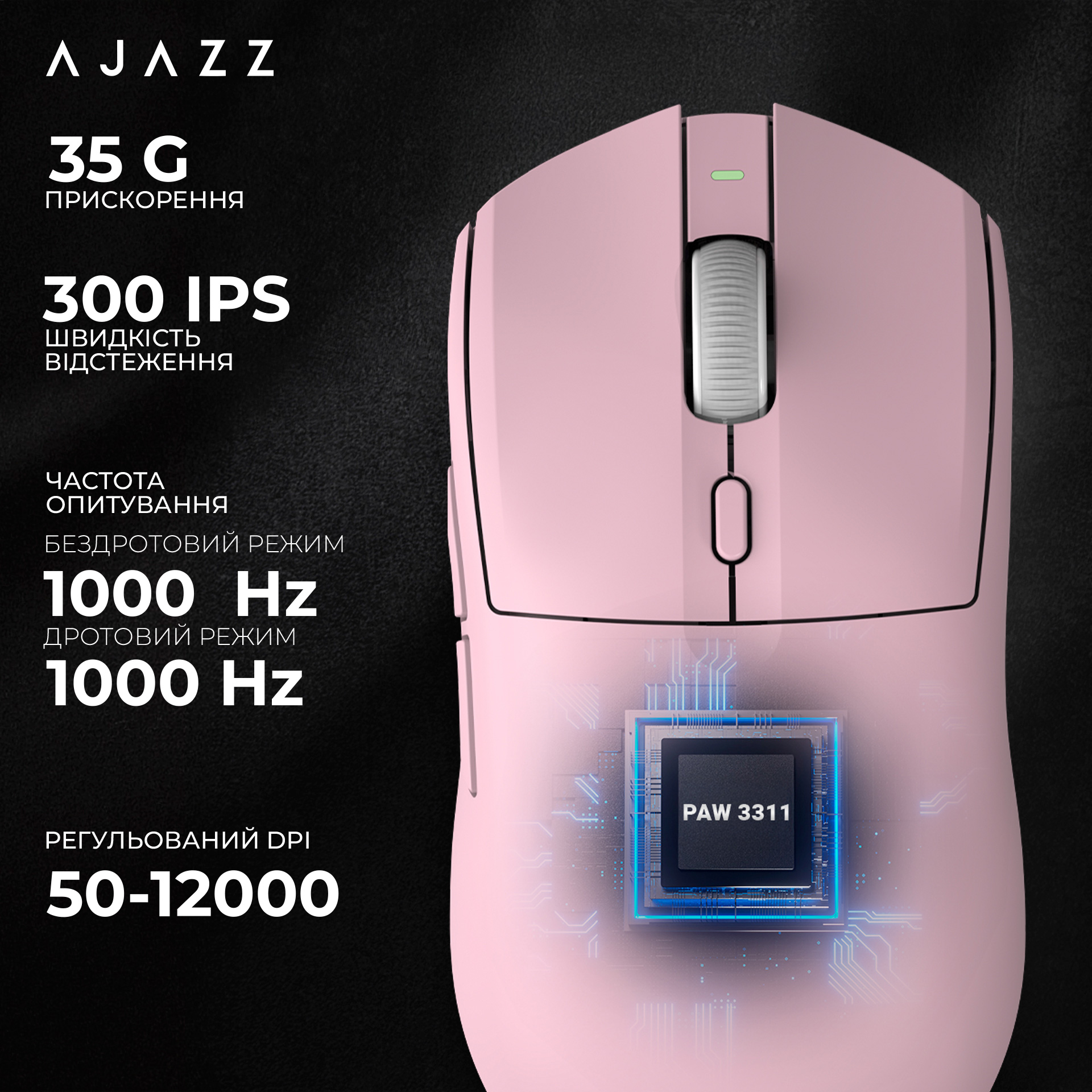Миша ігрова AJAZZ AJ139 V2 MC Pink