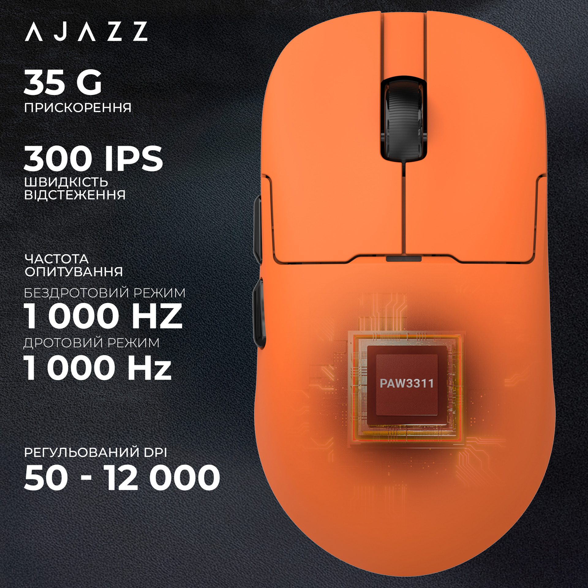Миша ігрова AJAZZ AJ159P MC Orange
