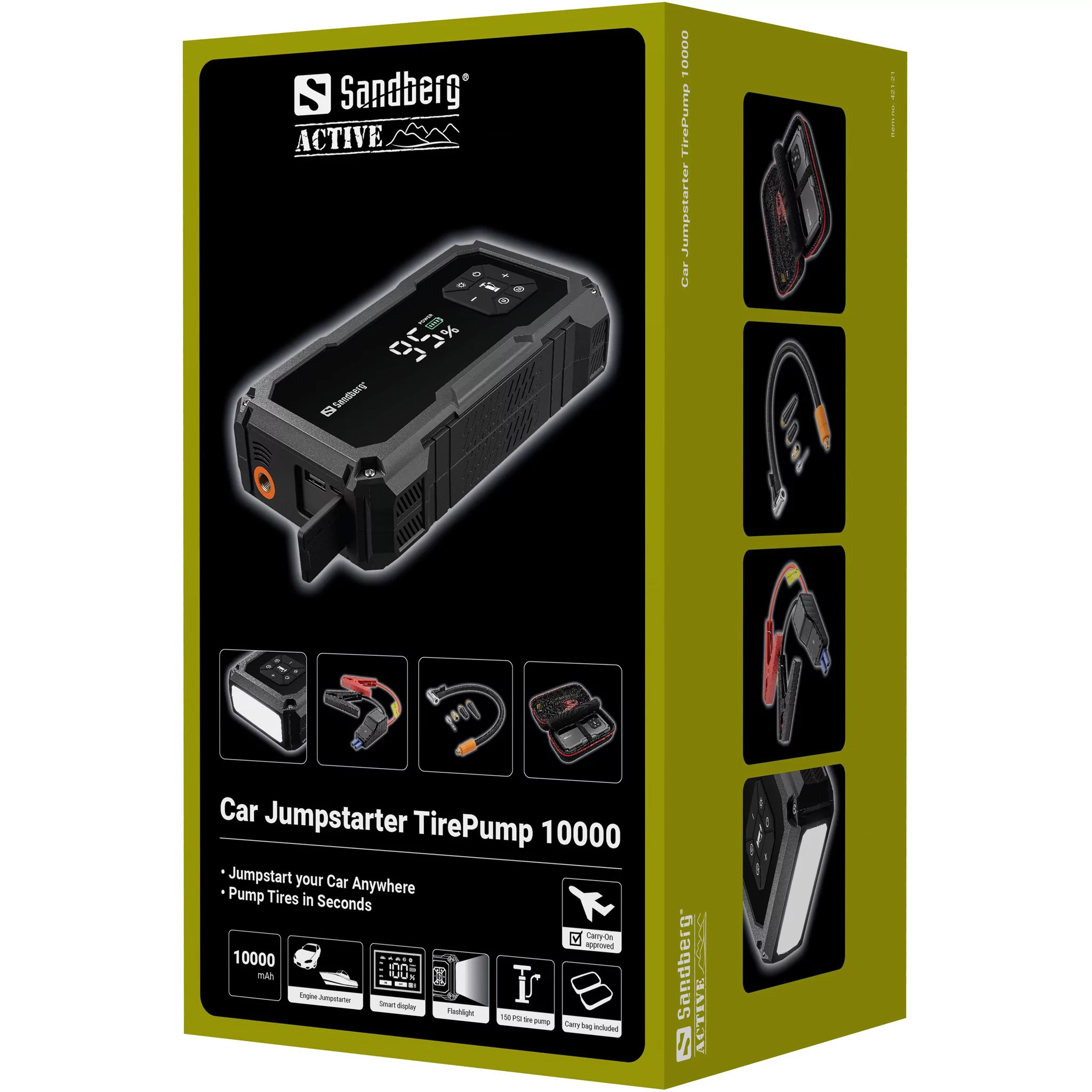 Портативное пускозарядное устройство SANDBERG Car Jumpstarter TirePump 10000mAh