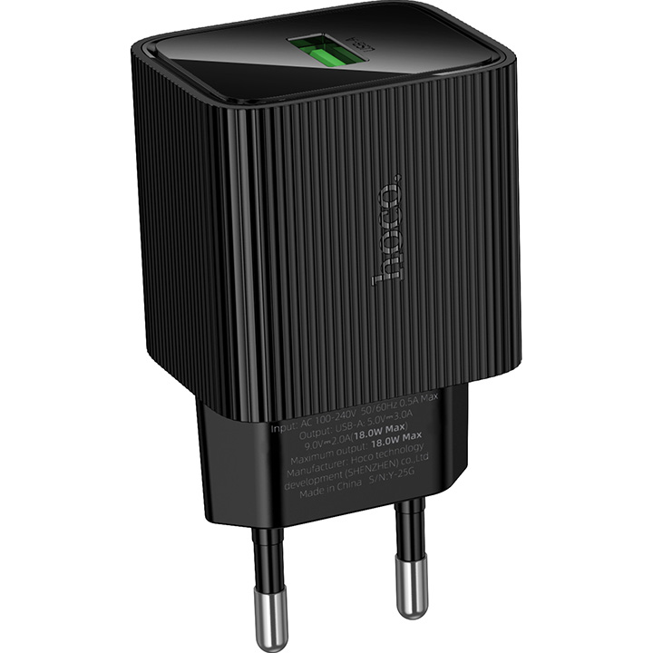 Зарядний пристрій HOCO CS81A Excellent, 1xUSB, 18W, QC3.0 Black (6942007664486)