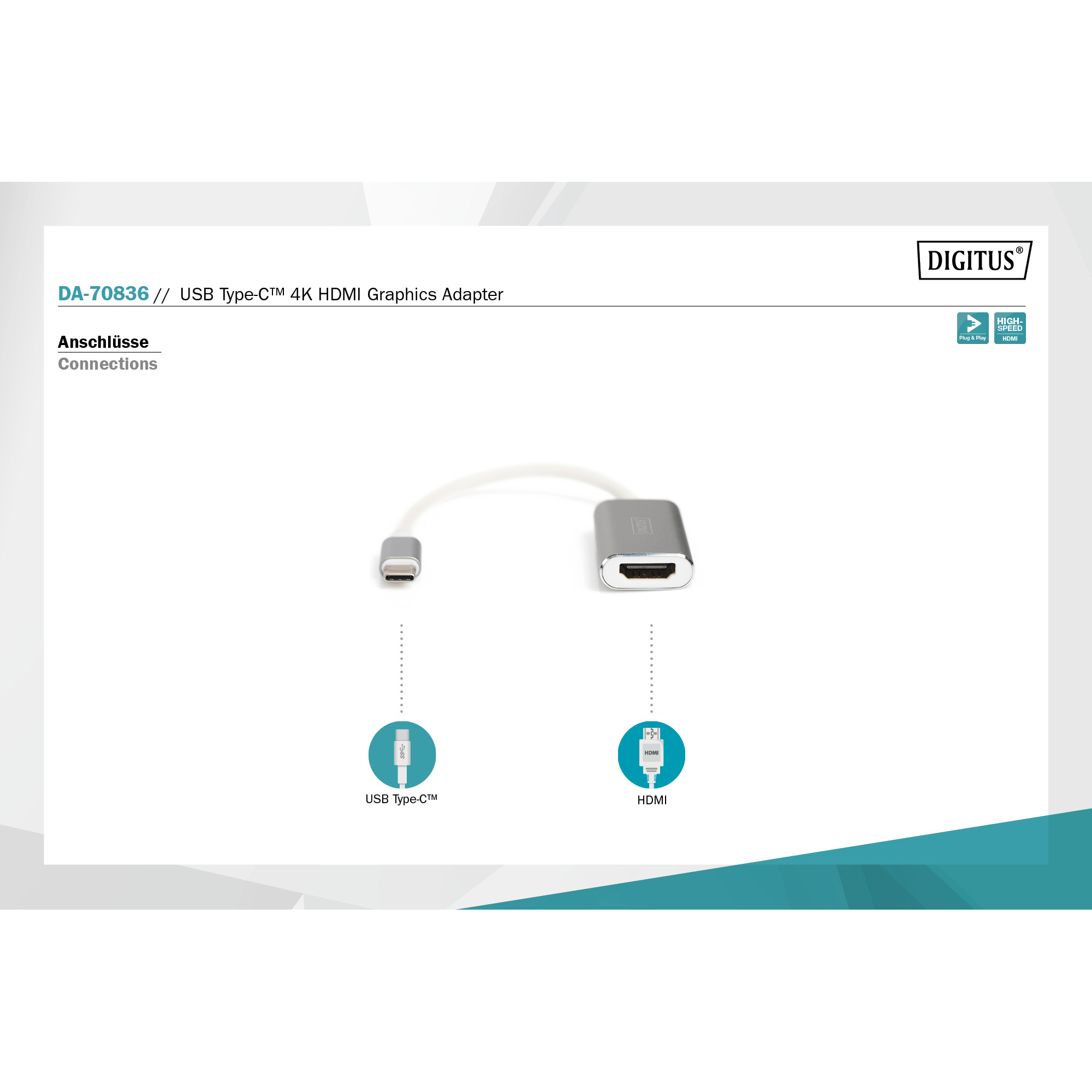 Адаптер DIGITUS USB Type-C to HDMI USB-C to HDMI White (DA-70836)