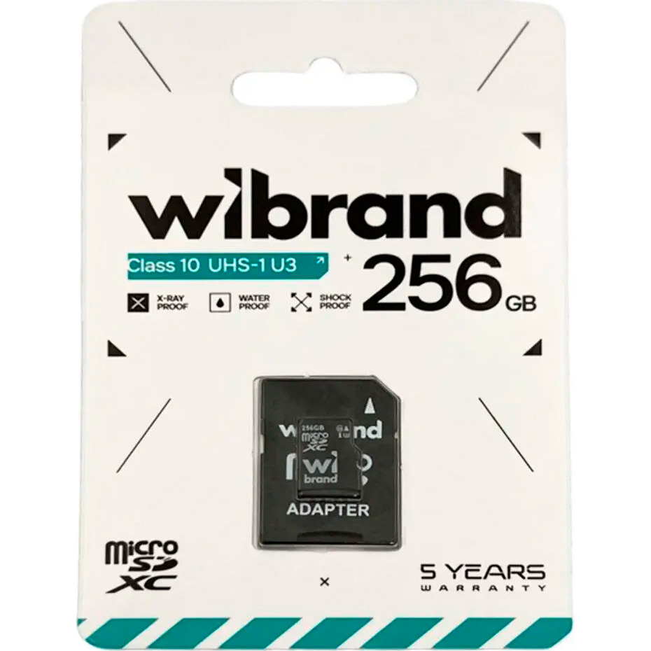 Карта пам'яті WIBRAND microSDXC 256GB UHS-I U3 Class 10 + SD-adapter (WICDHU3/256GB-A)